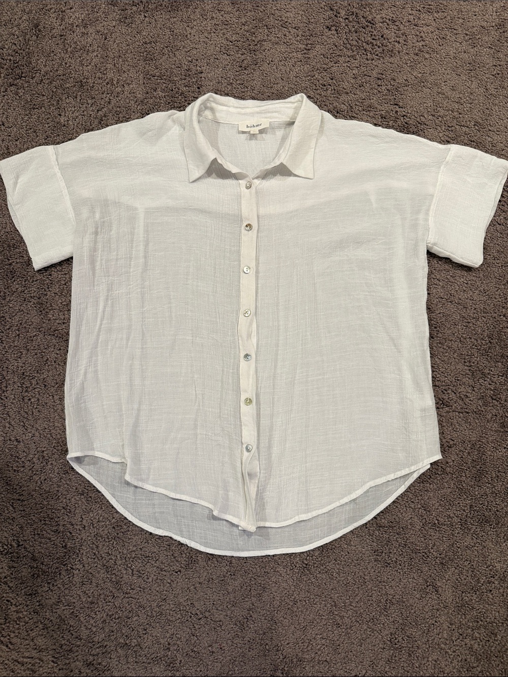 bohme White Short-Sleeve Button-Down Shirt